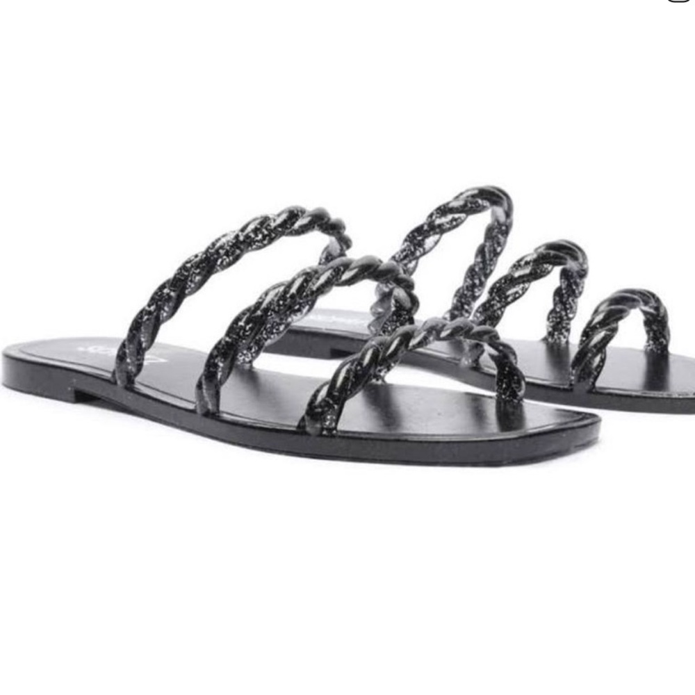 Schutz black glitter braided jelly Diana sandal size 9.5